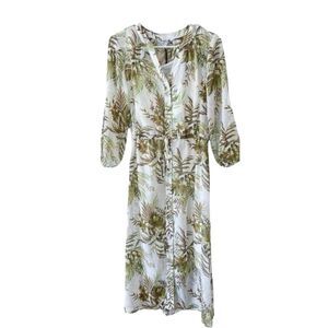 NWT 41 Hawthorn Tropical Print Waist Dress with Attached Slip Large Petite